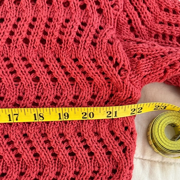 American Eagle Outfitters Red Open Knit V-Neck Sweater - Picture 9 of 10